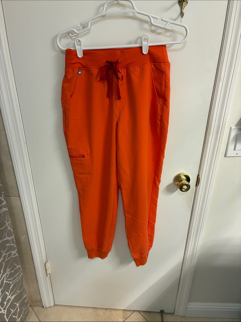Figs Women's Orange Drawstring Zamora Pants Sz SP